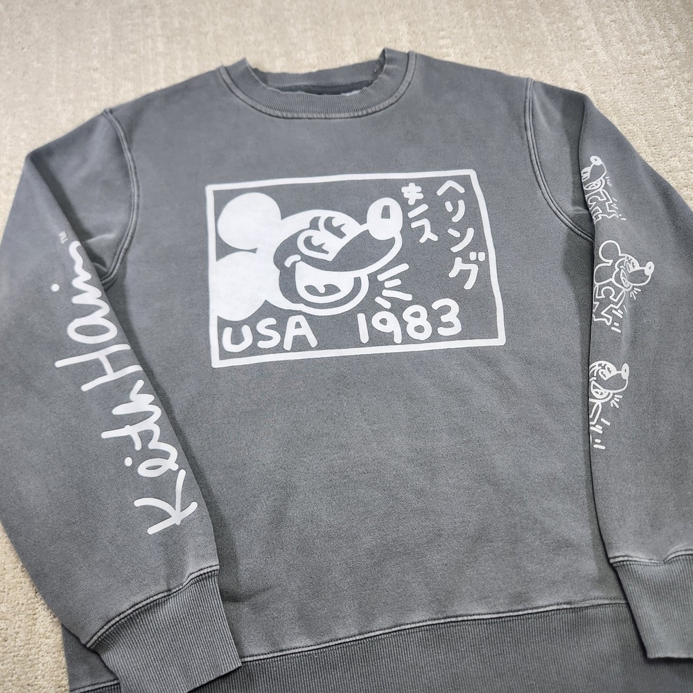 Keith Haring X Disney Sweatshirt Adult Small Mickey Mouse‎ Gray Fleece Crewneck